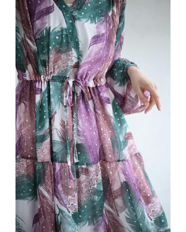 再入荷4月24日 色づく羽舞うスタンプアートのティアードミディアム