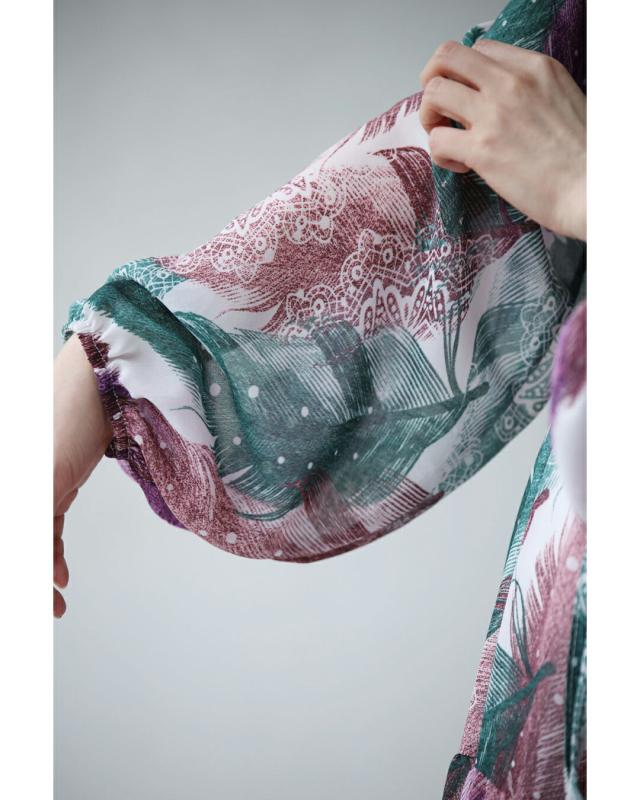 再入荷4月24日 色づく羽舞うスタンプアートのティアードミディアム