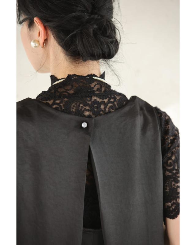 再入荷7月9日 バックタックのラグジュアリーな光沢ロングワンピース