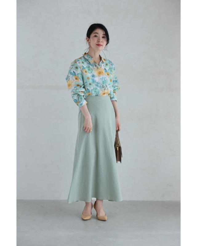 再入荷9月9日 涼しく柔らかな花の水彩画シャツトップス cawaii w61201ps S~L対応 グリーン 麻 プリント 滲み花 軽量 春 夏 涼感性 大人可愛い おしゃれ 日常使い おでかけ 旅行 レディース ファッション 大人 ママ ミセス 30代 40代 50代 再入荷9月9日 涼しく柔らかな花の水彩画シャツトップス cawaii