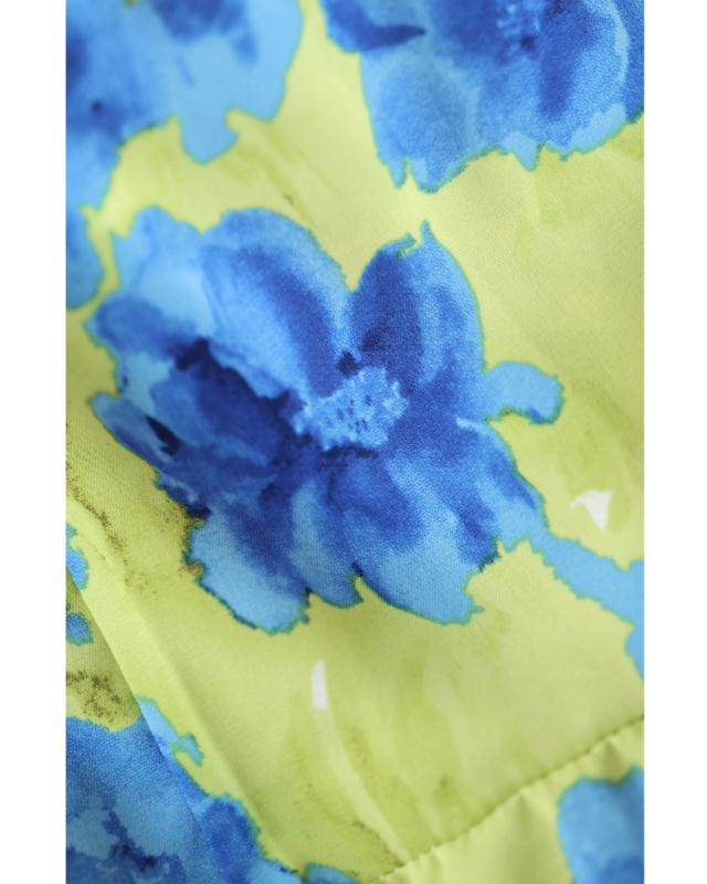 再入荷8月19日 街ゆく華やかな青花ティアードロングワンピース（紐