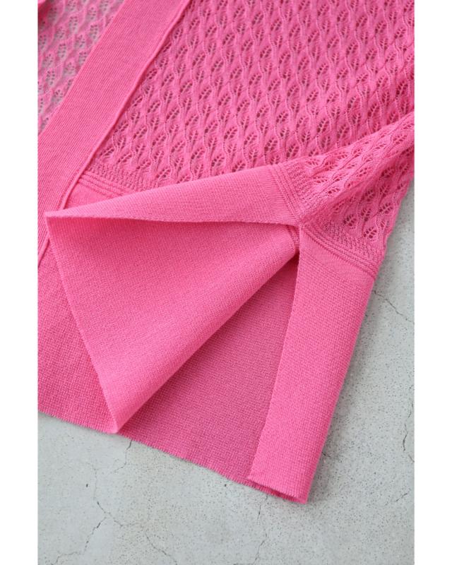 再入荷7月27日 伸びるレースの華やかピンクカーディガン cawaii