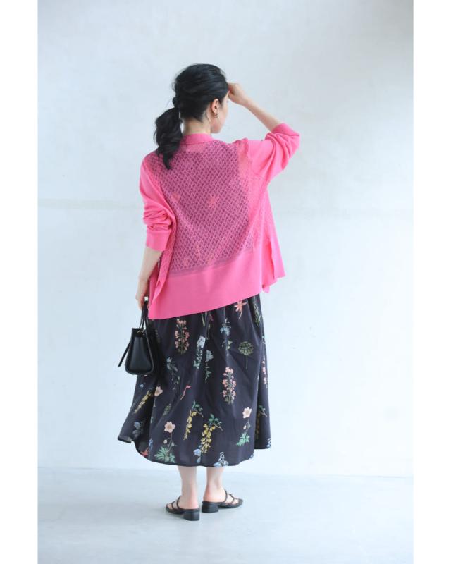 再入荷7月27日 伸びるレースの華やかピンクカーディガン cawaii