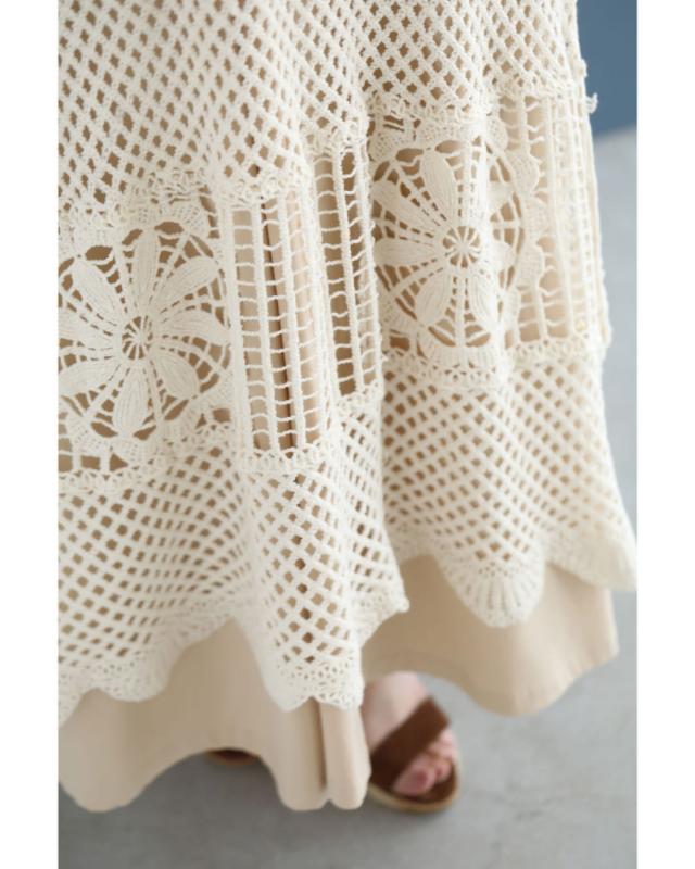 新作6月13日 重ねて可愛いクロシェミディアムワンピース cawaii