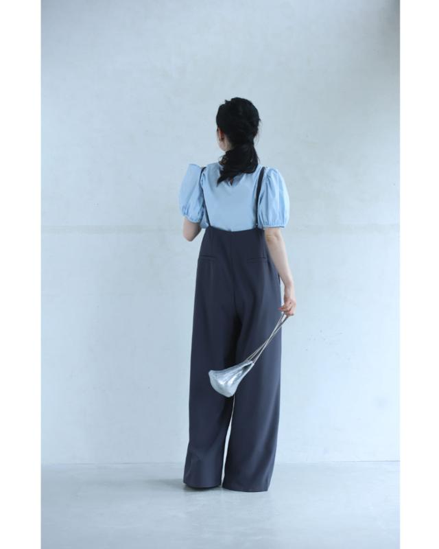 新作7月6日 パフスリーブカットソーとサロペットの2点セット【set