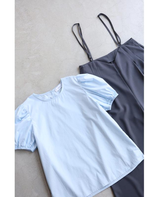 新作7月6日 パフスリーブカットソーとサロペットの2点セット【set