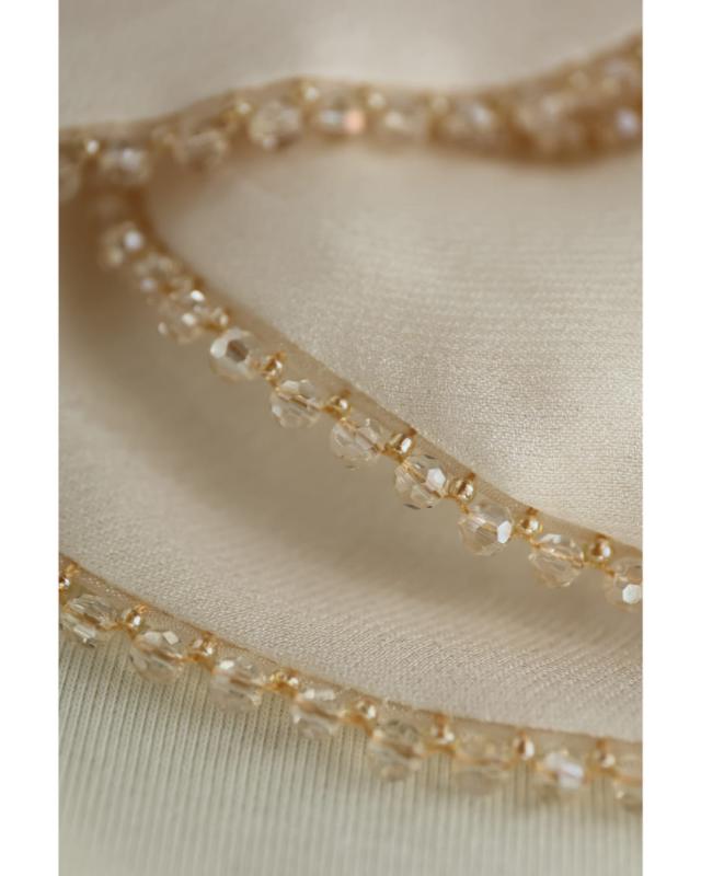 再入荷7月27日 縁取りビジューのアシンメトリーフリルTシャツトップス