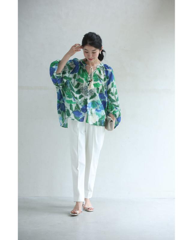 再入荷8月9日 涼風に揺れる花のブラウストップス cawaii w61372ps S~3L