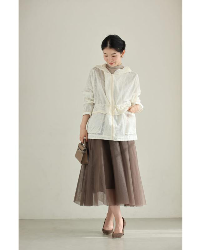 新作9月21日 細やかな花刺繍のフード付きシアーブルゾン cawaii