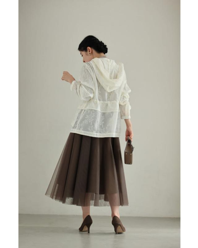 新作9月21日 細やかな花刺繍のフード付きシアーブルゾン cawaii