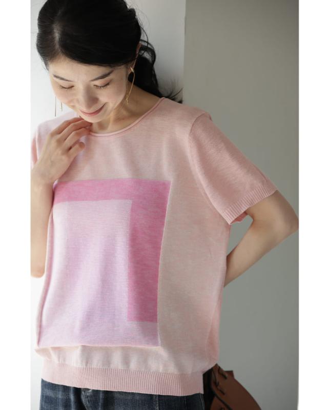 新作8月31日 フレームニットカットソートップス cawaii w61395ps S~L対応 ベージュ ピンク 春 夏 日常使い デイリー 買い物  動きやすい 公園 トレンド 人気 ブランド グラデーション 楽ちん 大人女子 体型カバー レディース ファッション 大人 ママ ミセス 30代 40代 50代 新作8月31日 フレームニットカットソートップス cawaii w61395ps S~L