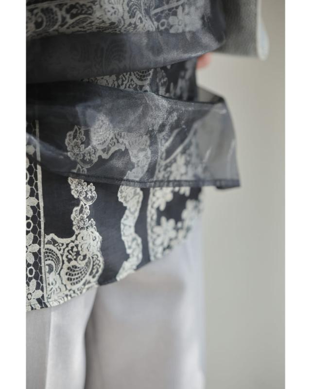 新作8月27日 版画アートの重なるベールカットソートップス トップス