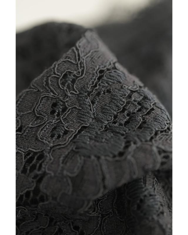 再入荷9月19日 （黒）スッキリIラインの総レースロングワンピース