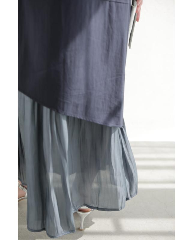 新作9月8日 異素材重なるデザインミディアムワンピース cawaii