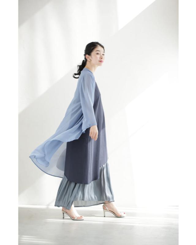 新作9月8日 異素材重なるデザインミディアムワンピース cawaii