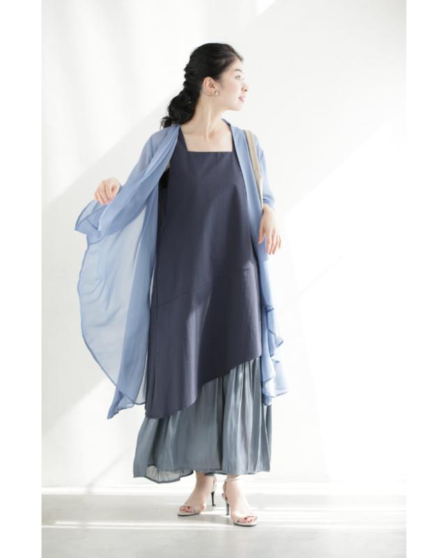 新作9月8日 異素材重なるデザインミディアムワンピース cawaii