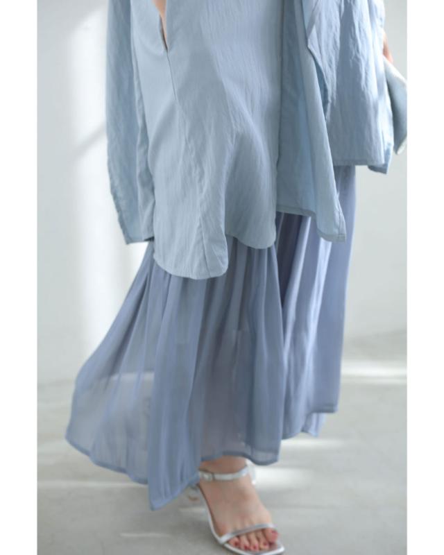 新作8月14日 ひらひら裾が踊る重ね着風ロングワンピース cawaii