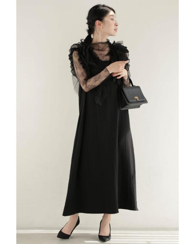 新作8月31日 （黒）デコレーションチュールのバックリボンミディアム