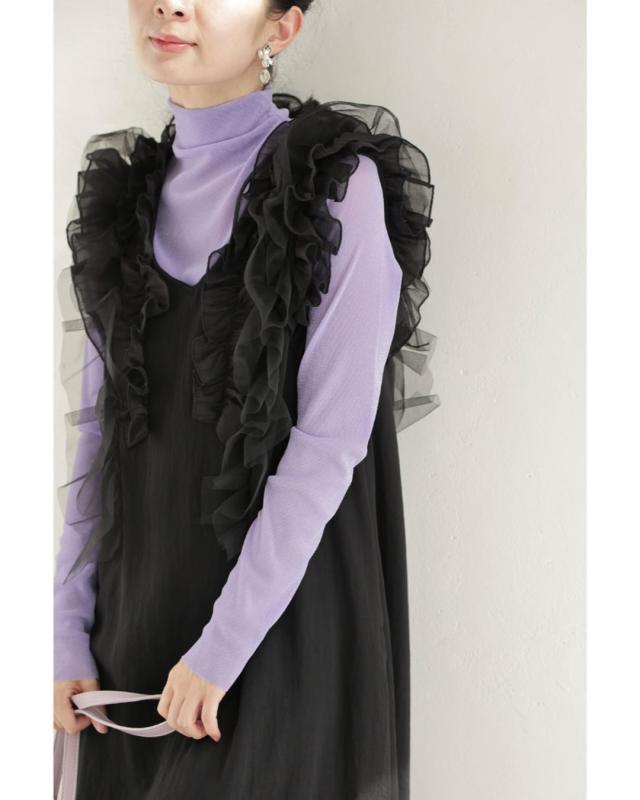 新作8月31日 （黒）デコレーションチュールのバックリボンミディアム