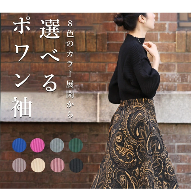 再入荷11月4日 大人シックコーデ ポワン袖＋ペイズリースカート 2点