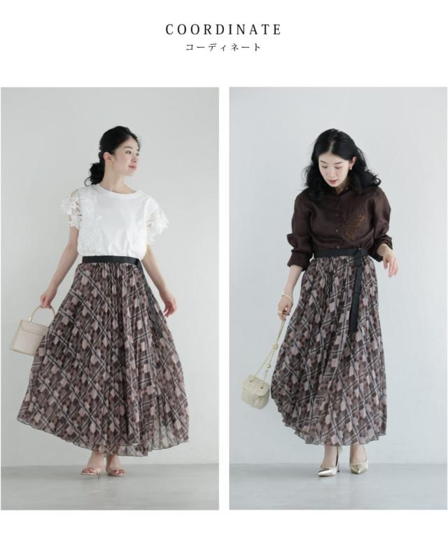 新作8月26日 チェックシャツとプリーツラップスカートの2点セット