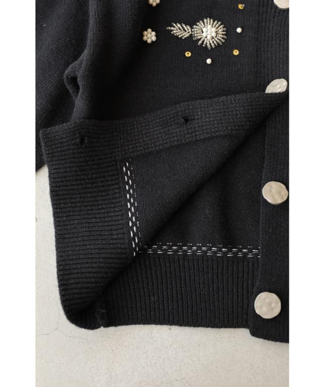 再入荷12月5日 ビーズとビジューで描く花のニットカーディガン