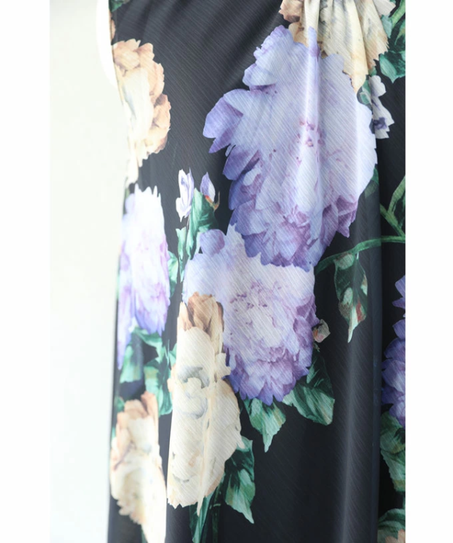 再入荷6月14日 （黒）透明感 溢れる シアー な 花画 ミニ ワンピース