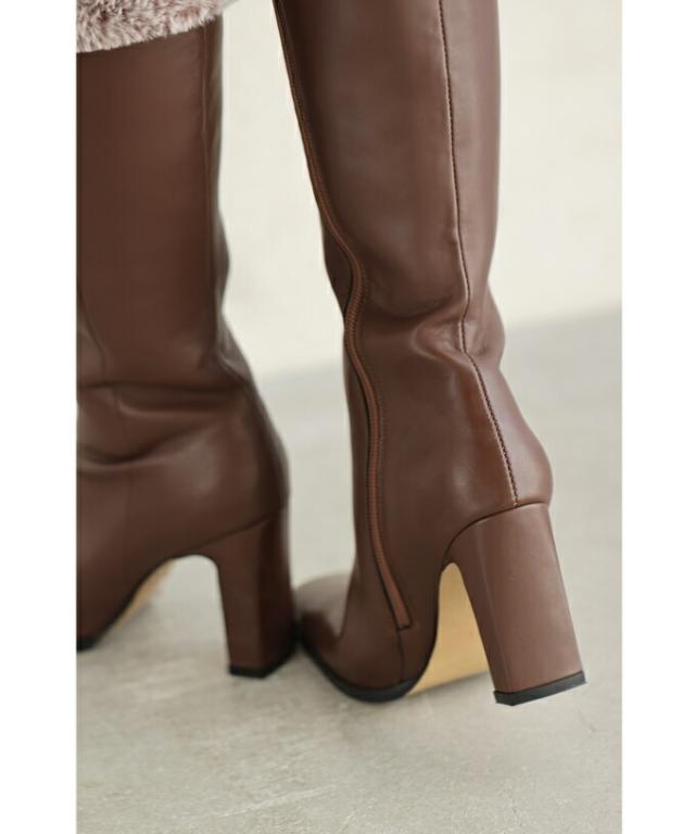 もこもこファーのヒールロングブーツ cawaii wkg00597 レディース ファッション ミセス 30代 40代 50代 ブラウン 茶色 靴 くつ シューズ 22.5cm 23.0cm 23.5cm 24.0cm 24.5cm 25.0cm 秋物 冬物 大人可愛い 日常使い ヘビロテ おでかけ 休日 リゾート