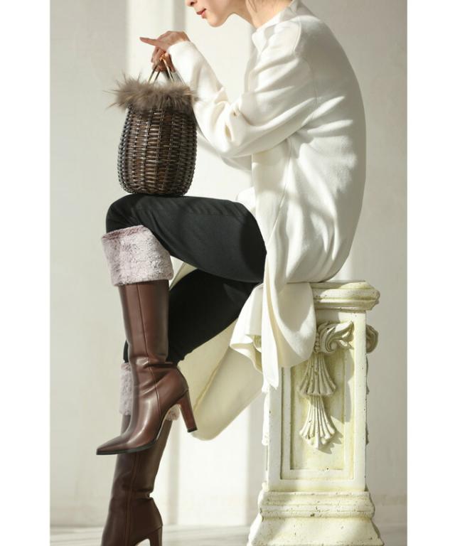 もこもこファーのヒールロングブーツ cawaii wkg00597 レディース ファッション ミセス 30代 40代 50代 ブラウン 茶色 靴 くつ シューズ 22.5cm 23.0cm 23.5cm 24.0cm 24.5cm 25.0cm 秋物 冬物 大人可愛い 日常使い ヘビロテ おでかけ 休日 リゾート
