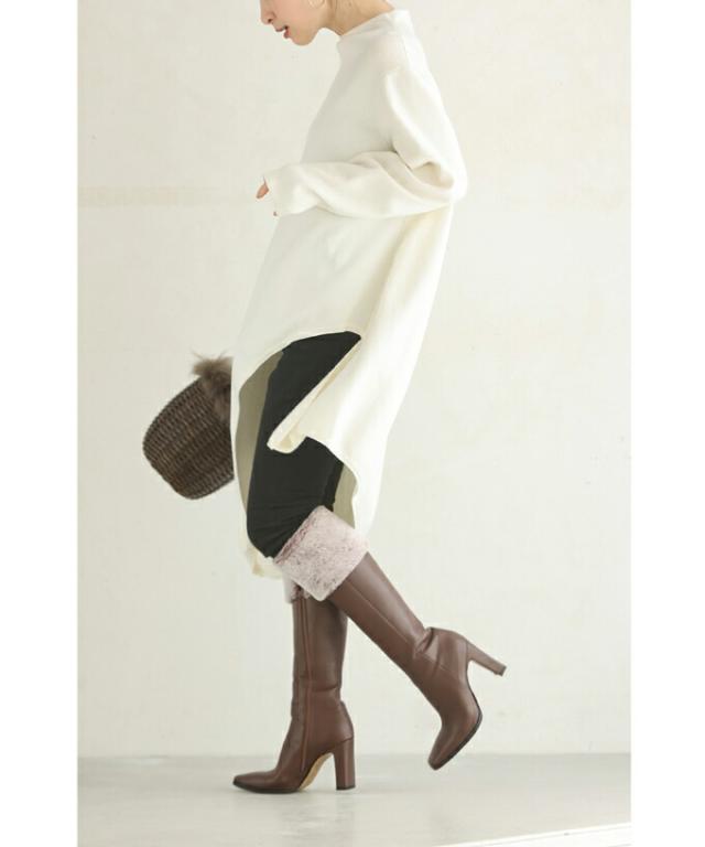 もこもこファーのヒールロングブーツ cawaii wkg00597 レディース ファッション ミセス 30代 40代 50代 ブラウン 茶色 靴 くつ シューズ 22.5cm 23.0cm 23.5cm 24.0cm 24.5cm 25.0cm 秋物 冬物 大人可愛い 日常使い ヘビロテ おでかけ 休日 リゾート