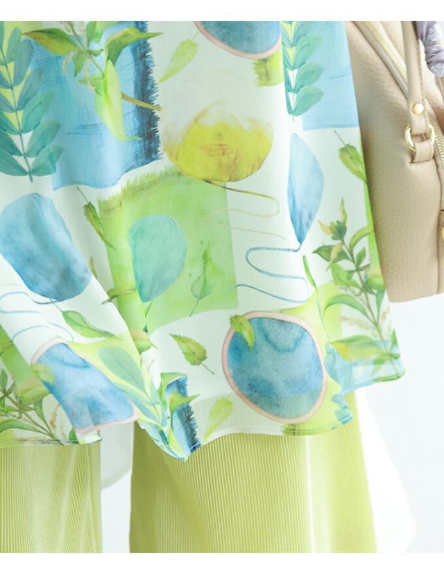 爽やかな風を纏う立体画アートのシフォンチュニック cawaii wkj00097