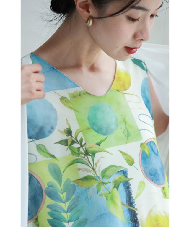 爽やかな風を纏う立体画アートのシフォンチュニック cawaii wkj00097