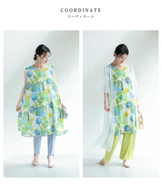 爽やかな風を纏う立体画アートのシフォンチュニック cawaii wkj00097