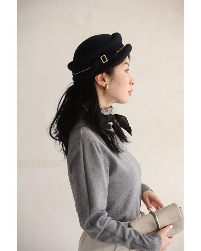 再入荷8月19日 （濃紺）コーデに上品なエッセンスを。クラシカルな帽子