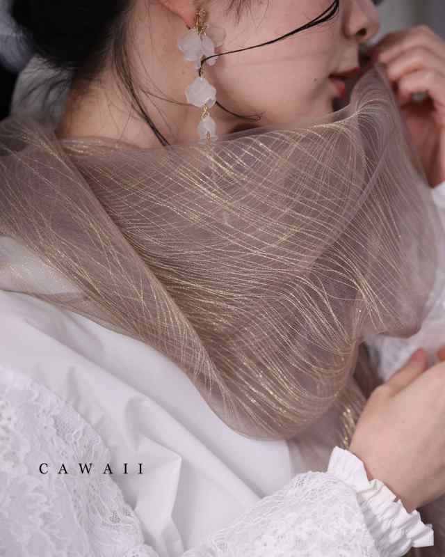 新作2月10日 繊細に煌めく金糸のシアーストール cawaii wkj00154 薄手 繊細 アクセント 透け感 ゴールド オシャレ 個性的 大人可愛い エレガント 上品 オールシーズン 春 夏 秋 冬 ちょい足し レディース ファッション ミセス 30代 40代 50代の通販は