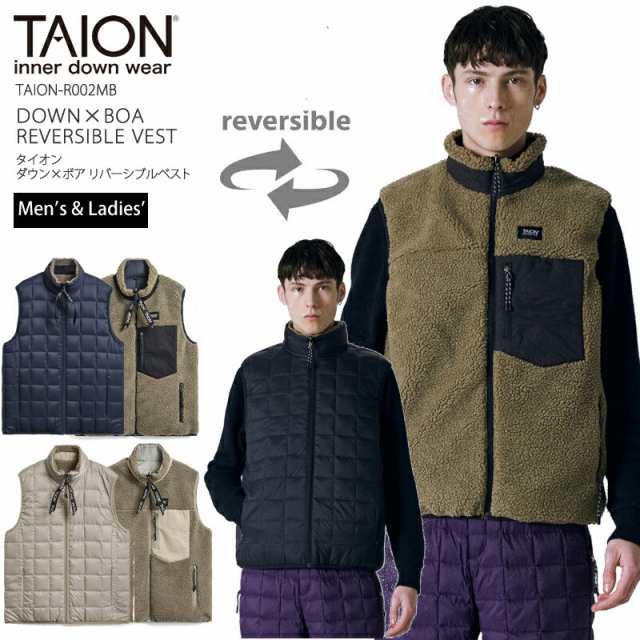 [10%OFF] [2023秋冬新作] TAION タイオン インナーダウン ベスト TAION-R002MB DOWN×BOA REVERSIBLE DOWN VEST ダウン×ボア リバーシブ