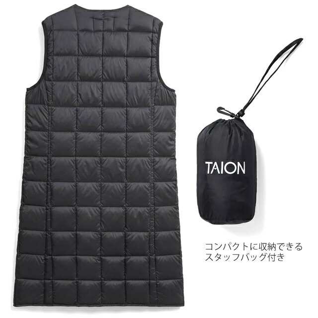 [2023秋冬新作] TAION タイオン  インナーダウン Vネック ロング ダウン ベスト TAION-W001-LONG V NECK LONG DOWN VEST  レディース キャンプ キャンプウェア 800フィルパワー アウトドアの通販は
