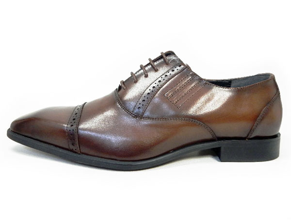 GERODI 本革 セミブローグ ストレートチップ ビジネスシューズ アンティーク茶色 ワイズ 3E（EEE）28cm（28.0cm）、28.5cm、29cm（29.0cm）【大きいサイズ（ビッグサイズ）メンズ 革靴・紳士靴】