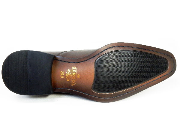 GERODI 本革 セミブローグ ストレートチップ ビジネスシューズ アンティーク茶色 ワイズ 3E（EEE）28cm（28.0cm）、28.5cm、29cm（29.0cm）【大きいサイズ（ビッグサイズ）メンズ 革靴・紳士靴】