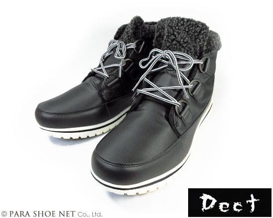 Dect ナイロン防寒ムートンブーツ 防水・防滑ソール 黒（ブラック）ワイズ3E（EEE）28cm（28.0cm）、29cm（29.0cm）【大きいサイズ（ビッグサイズ）メンズ カジュアルシューズ 紳士靴】【雪道・凍結】