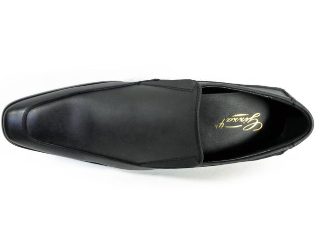 Gixxay 本革 ヴァンプスリッポン ビジネスシューズ アンティークブラック（黒）ワイズ3E（EEE）28cm（28.0cm）、29cm（29.0cm）【大きいサイズ（ビッグサイズ）メンズ革靴・紳士靴】（2857-blk）