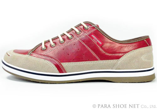 AMERICANINO（EDWIN）レザースニーカー カジュアルシューズ レッド（赤色）ワイズ3E（EEE）27.5cm、28cm（28.0cm）、29cm（29.0cm）、30cm（30.0cm）【大きいサイズ（ビッグサイズ）メンズ紳士靴】