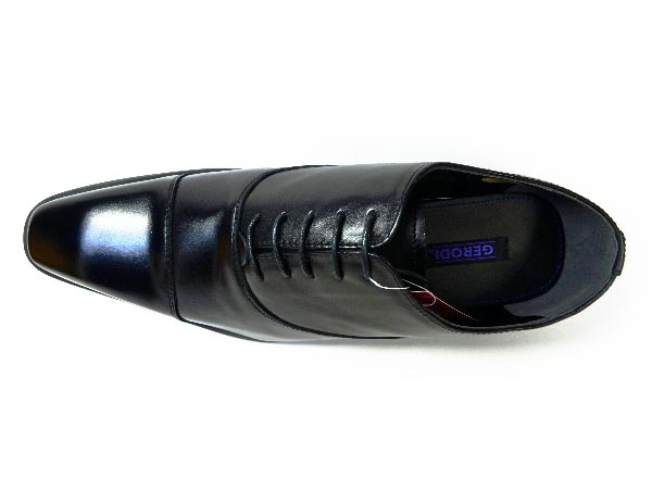 GERODI 本革 内羽根ストレートチップ（キャップトゥ）ビジネスシューズ 黒 ワイズ 3E（EEE）28cm（28.0cm）、28.5cm、29cm（29.0cm）【大きいサイズ（ビッグサイズ）メンズ 革靴・紳士靴】