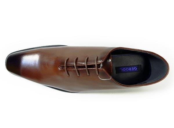 GERODI 本革 ホールカット（ワンピース）ビジネスシューズ アンティーク茶色 ワイズ 3E（EEE）28cm（28.0cm）、28.5cm、29cm（29.0cm）【大きいサイズ（ビッグサイズ）メンズ 革靴・紳士靴】