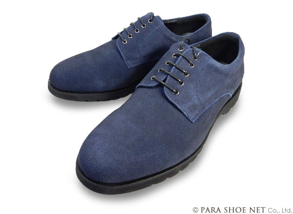 匠（TAKASHI）本革スエード プレーントゥ ビジネスカジュアルシューズ 幅広甲高Gワイズ（6E/EEEEEE）ネイビー［メンズ革靴・紳士靴・大きいサイズ（ビッグサイズ） 27.5cm、28cm、28.5cm、29cm、30cm あり］(PTT24V-NV)