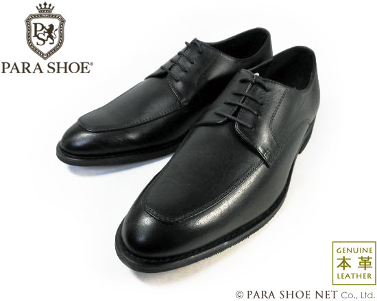 PARASHOE 本革 Uチップ ビジネスシューズ 黒（ブラック）ワイズ（足幅）3E（EEE）22cm（22.0cm）、22.5cm、23cm（23.0cm）、23.5cm、24cm（24.0cm） 【小さいサイズ（スモールサイズ）革靴・紳士靴】