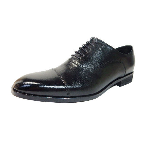 PARASHOE 本革 内羽根ストレートチップ シークレットヒールアップ（身長＋4.5cm）ビジネスシューズ 黒 3E【小さいサイズ 24cm、大きいサイズ 27.5cm、28cm、28.5cm、29cm、30cmあり／マッケイ製法・革靴・日本製】