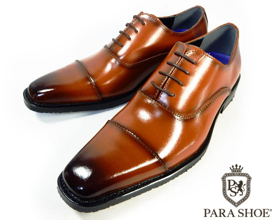 PARASHOE 本革 内羽根ストレートチップ 防滑ビジネスシューズ 茶色 ワイズ3E（EEE）23cm（23.0cm）、23.5cm、24cm（24.0cm）【小さいサイズ（スモールサイズ）革靴・紳士靴】（ps16101-br）