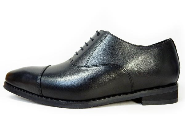 PARASHOE 本革 内羽根ストレートチップ シークレットヒールアップ ビジネスシューズ（革靴）4E（EEEE）黒 【大きいサイズ（ビッグサイズ）：27.5cm、28cm、28.5cm、29cm、29.5cm、30cm 31cm、32cmあり】