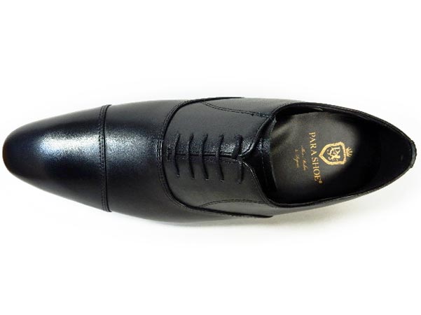 PARASHOE 本革 内羽根ストレートチップ シークレットヒールアップ ビジネスシューズ（革靴）4E（EEEE）黒 【大きいサイズ（ビッグサイズ）：27.5cm、28cm、28.5cm、29cm、29.5cm、30cm 31cm、32cmあり】